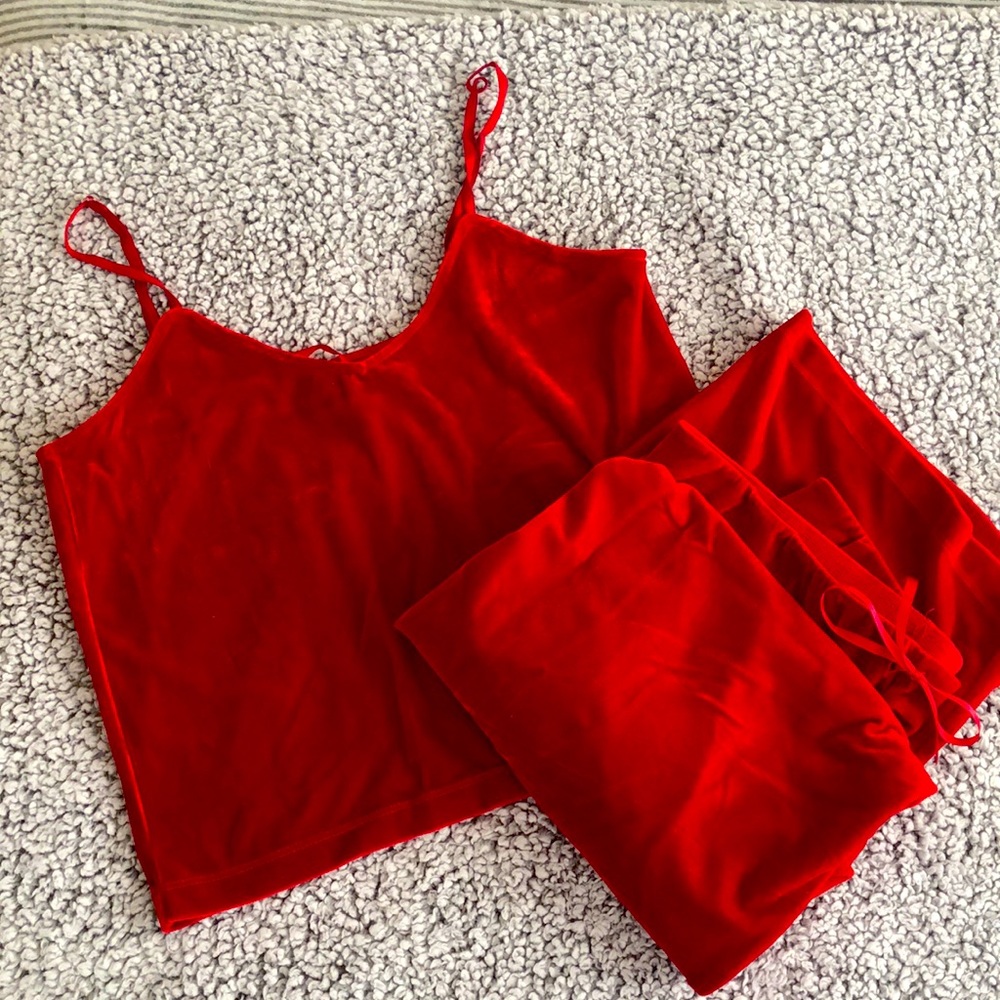 red velvet like pajama set